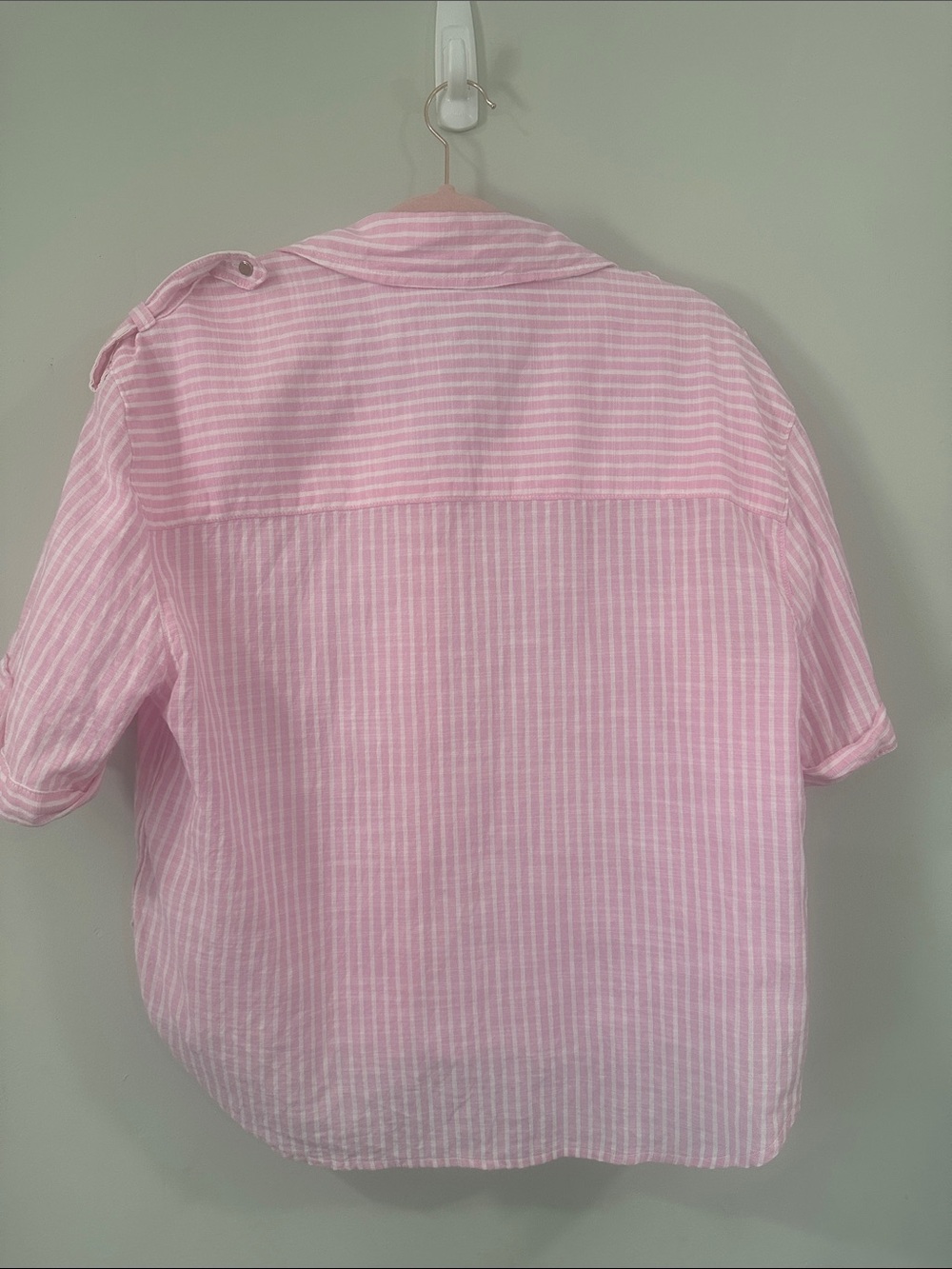 Women's Pink Striped Button-Down Collared Shirt 100% cotton M - Picture 8 of 11